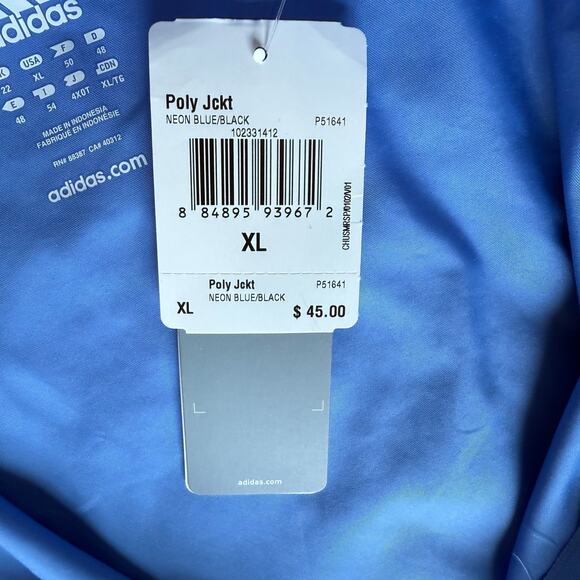 Adidas Jacket Women's NWT XL Neon Blue Black Training Athleisure Activewear - Picture 6 of 10